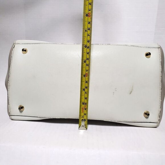 Cromia White Pink Coated Colorblock Suede Textured Leather Satchel Womens - Picture 16 of 16